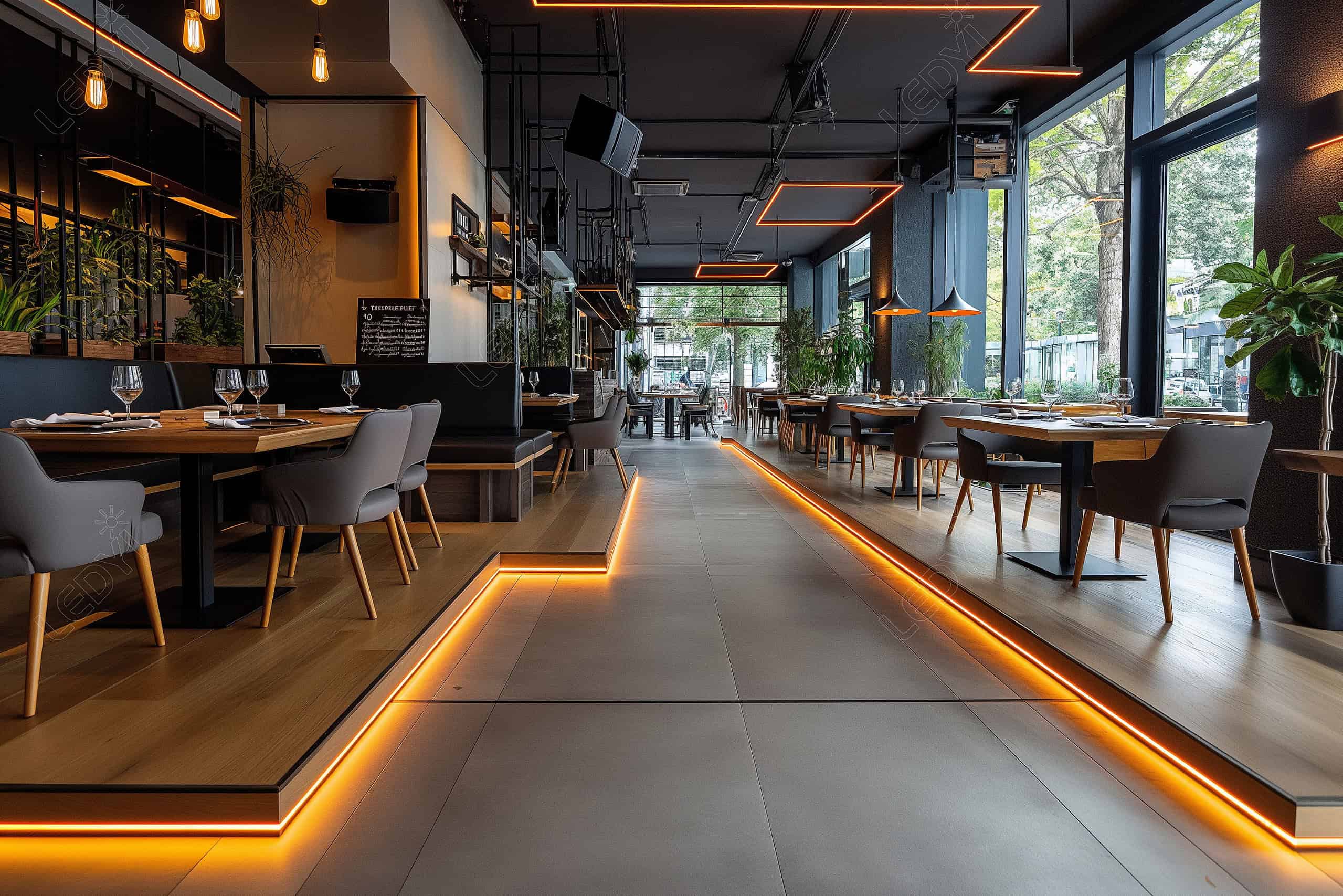 Bar und Lounge stimmungsvoll beleuchtet