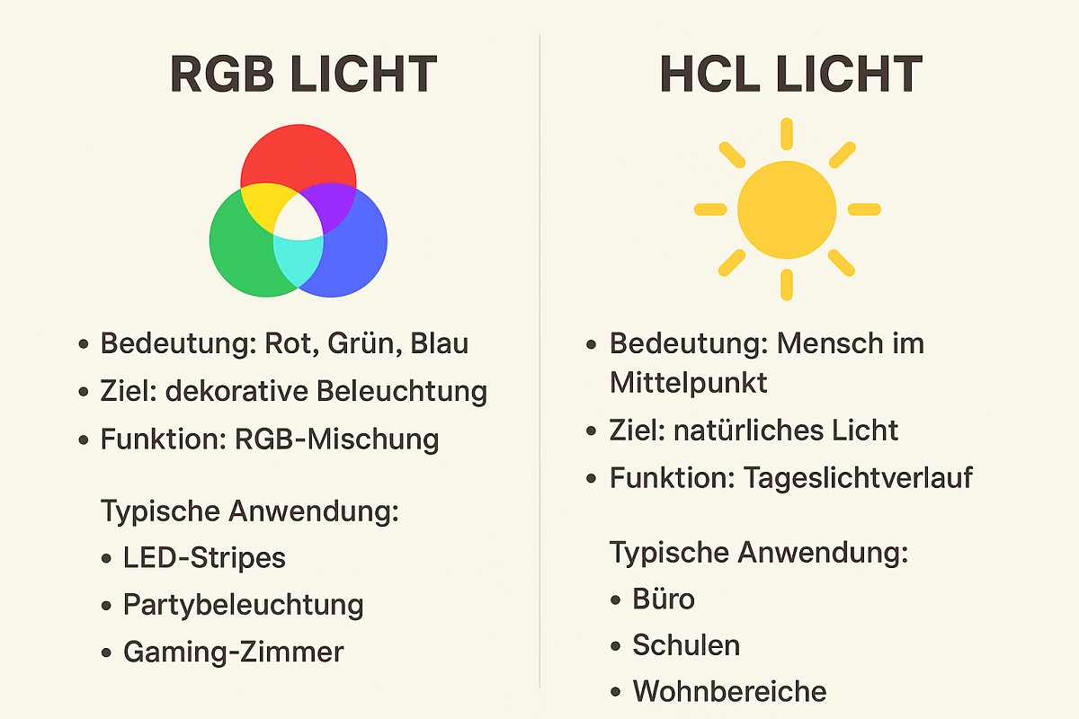 RGB HCL Unterschied – Vergleich zwischen RGB-Licht und HCL-Licht